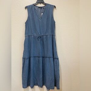 Lands' End Sleeveless Denim Midi Dress